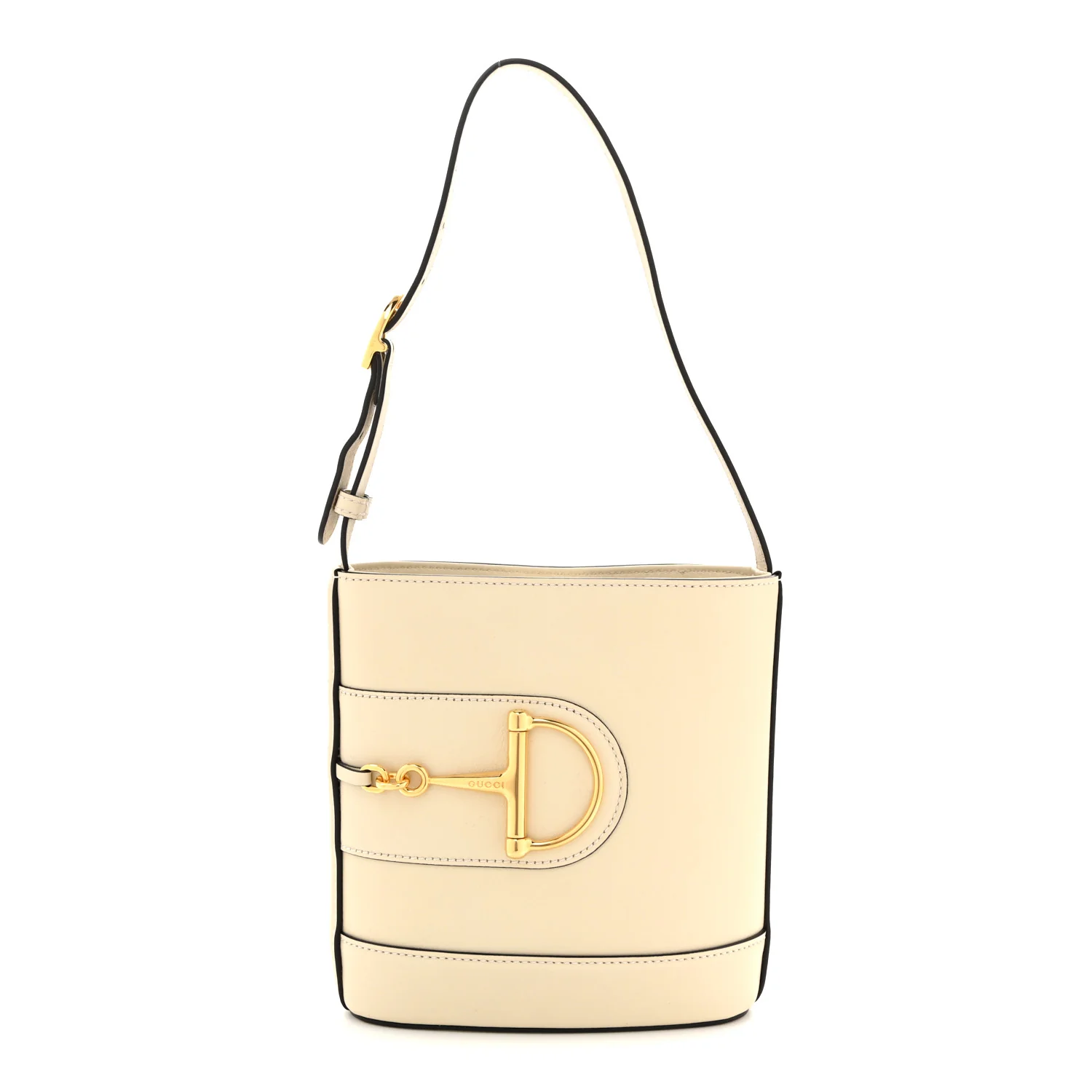 Arabella Calfskin Horsebit 73 Mini Bucket Bag White