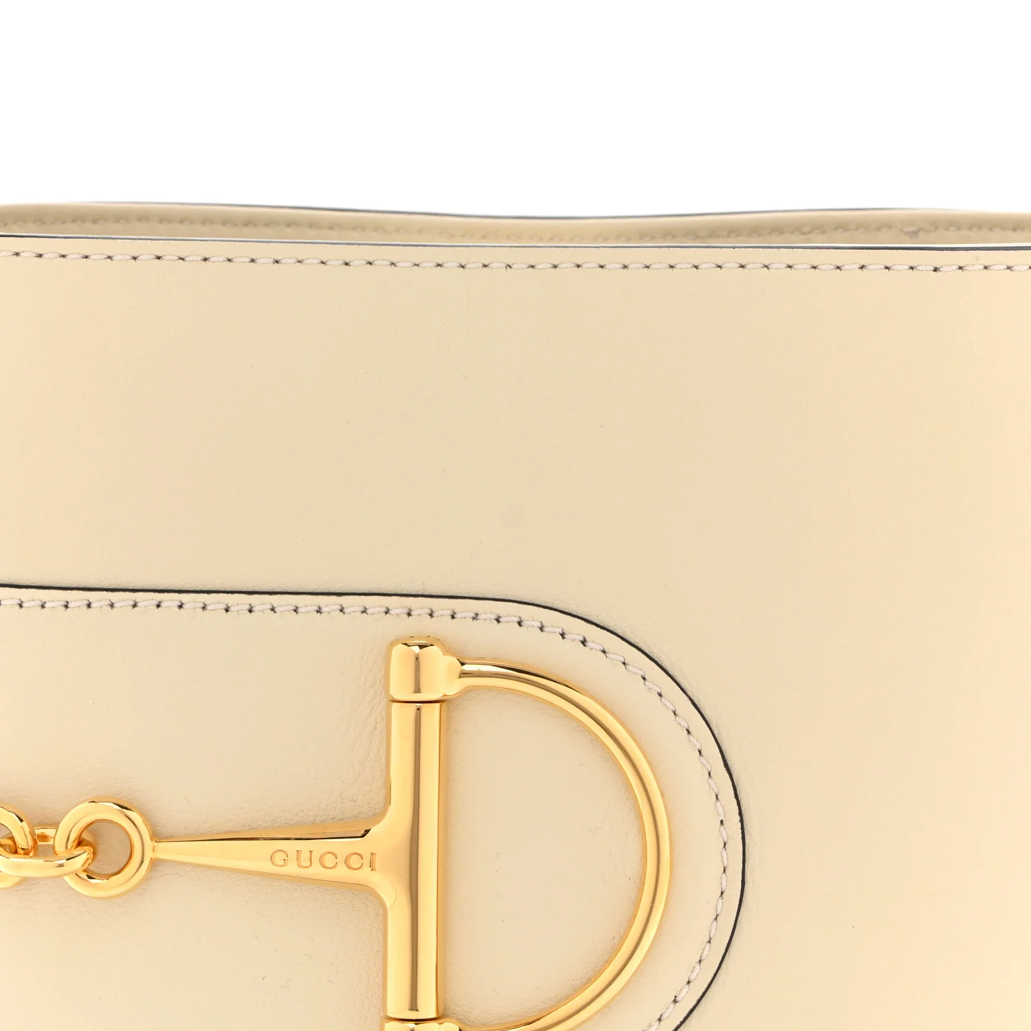Arabella Calfskin Horsebit 73 Mini Bucket Bag White - Image 8