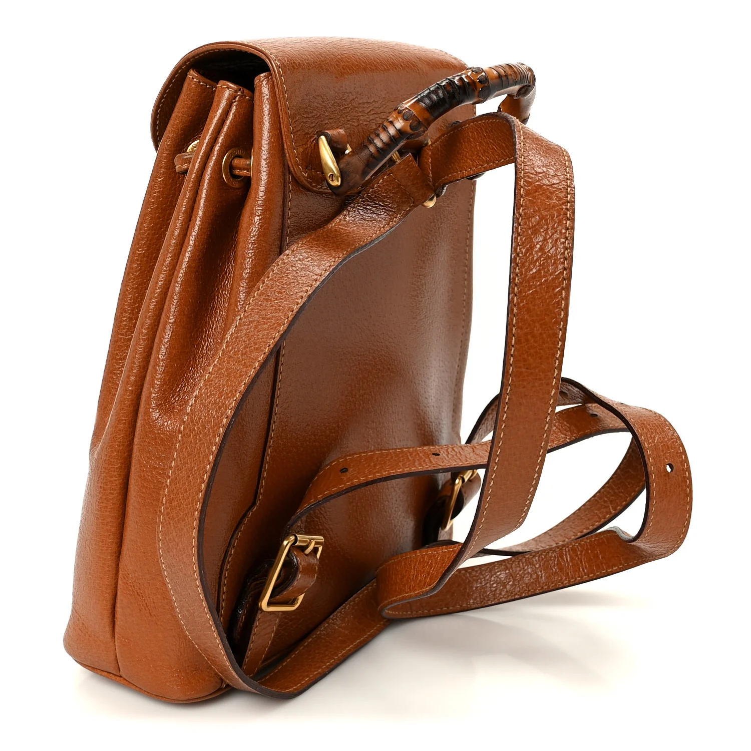 Calfskin Bamboo Mini Backpack Brown - Image 2