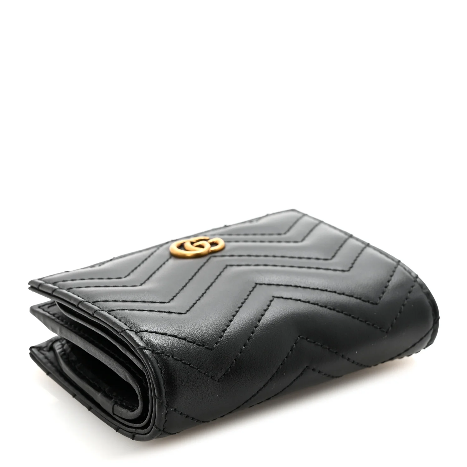 Calfskin Matelasse GG Marmont Card Case Wallet Black - Image 4