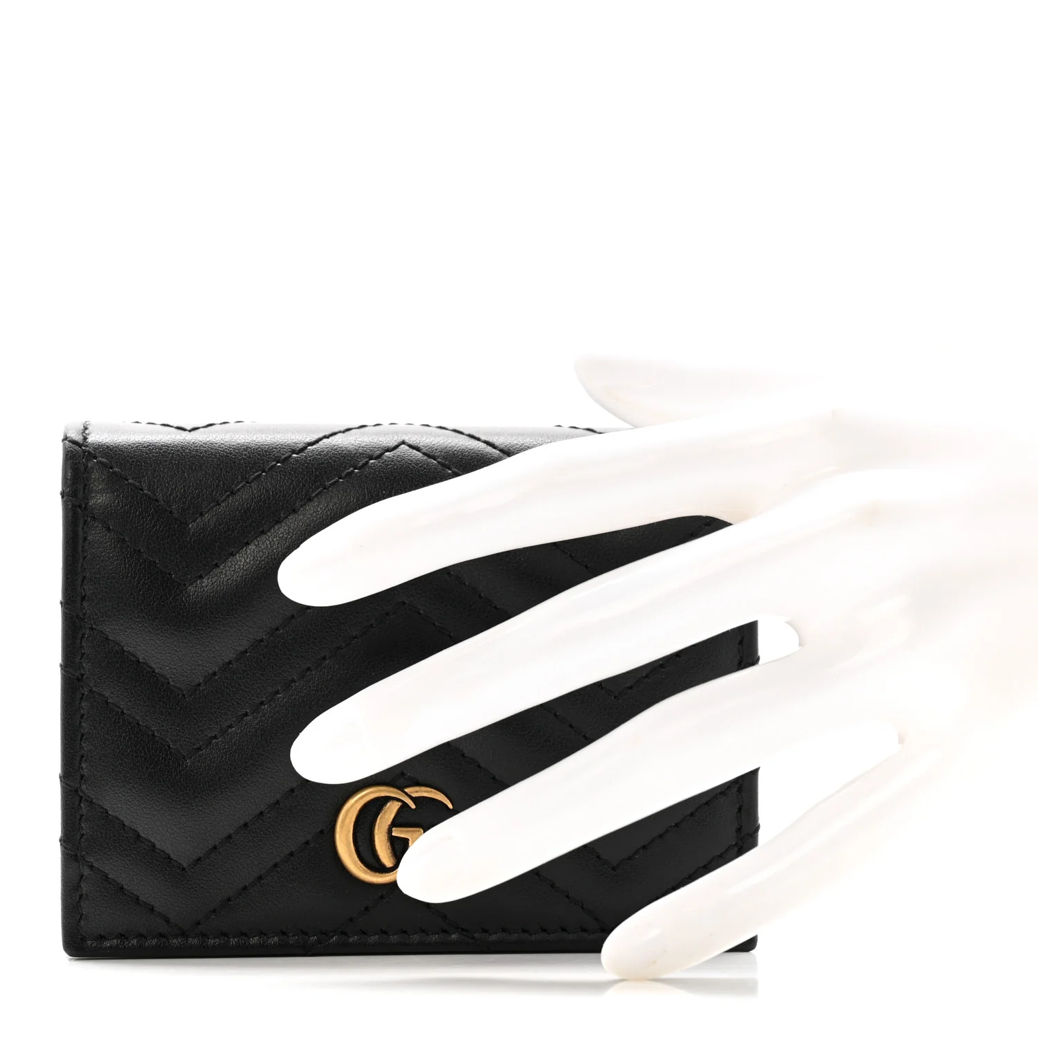 Calfskin Matelasse GG Marmont Card Case Wallet Black - Image 2