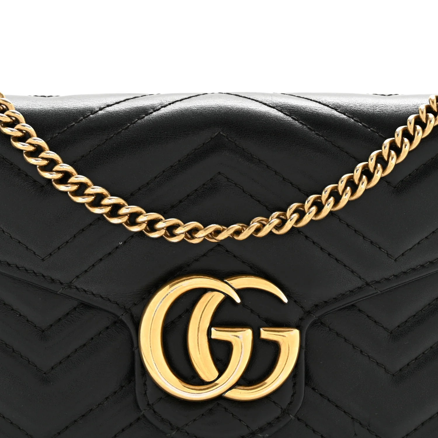 Calfskin Matelasse GG Marmont Chain Wallet Black - Image 8