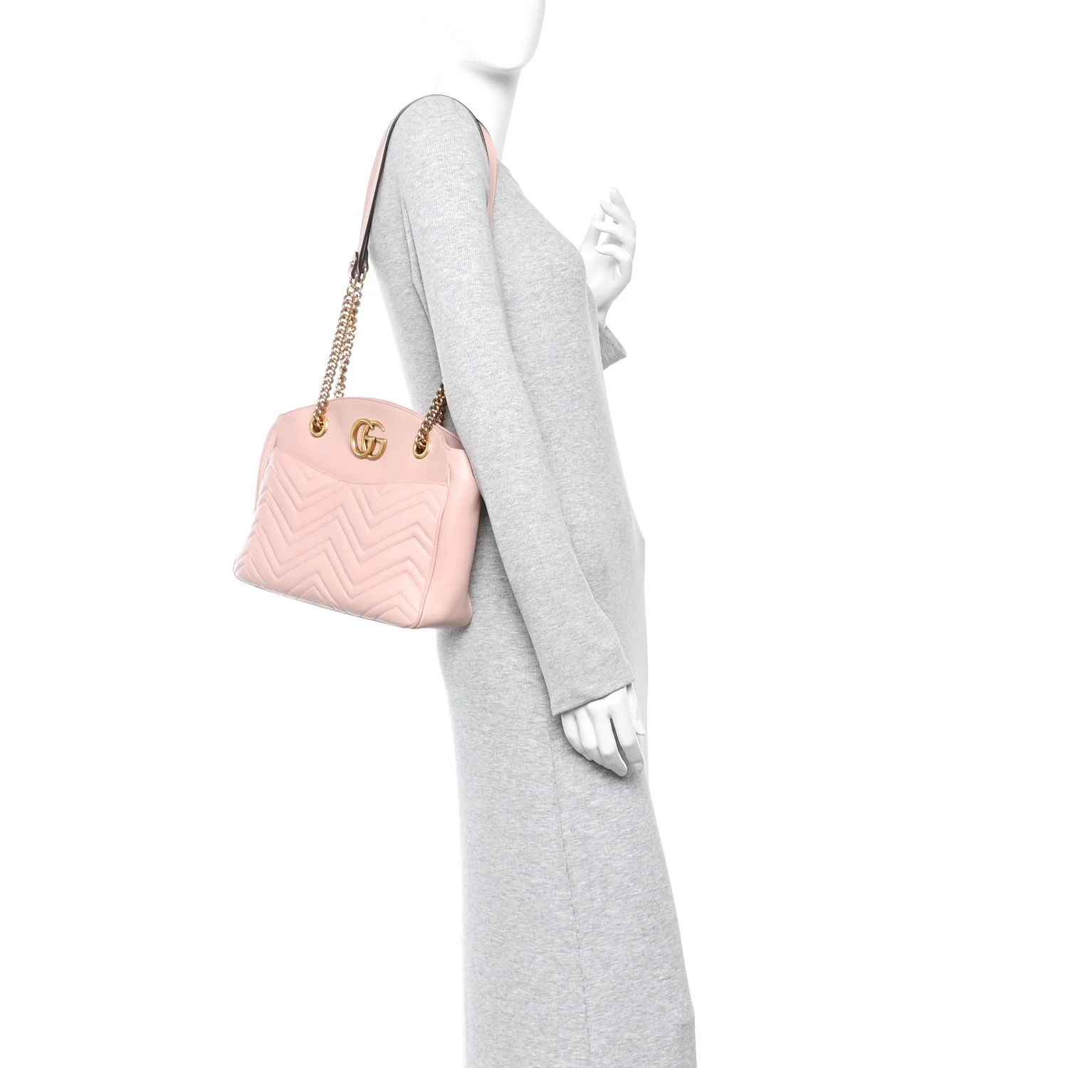 Calfskin Matelasse Medium GG Marmont Open Top Shoulder Bag Perfect Pink - Image 2