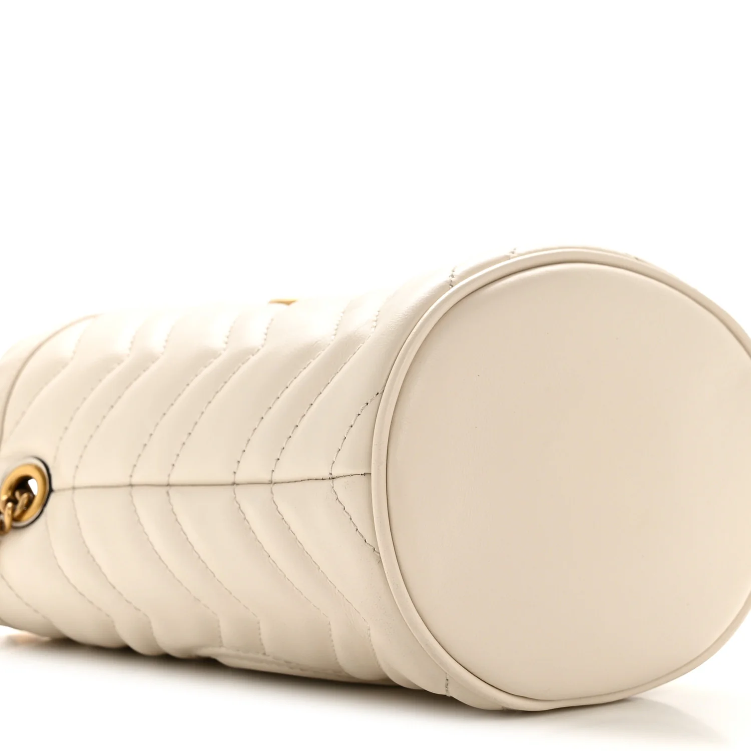 Calfskin Matelasse Mini GG Marmont 2.0 Bucket Bag White - Image 9