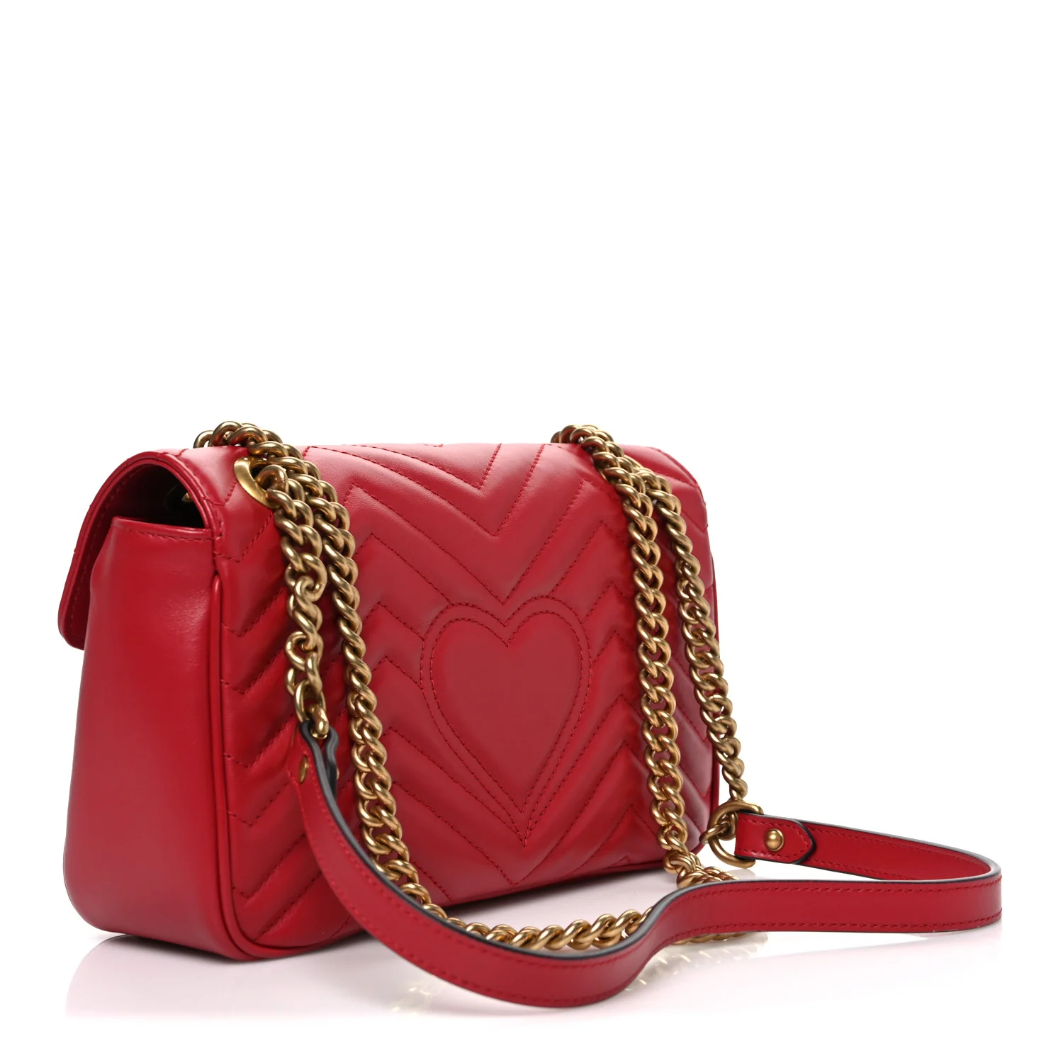 Calfskin Matelasse Small GG Marmont Shoulder Bag Hibiscus Red - Image 3