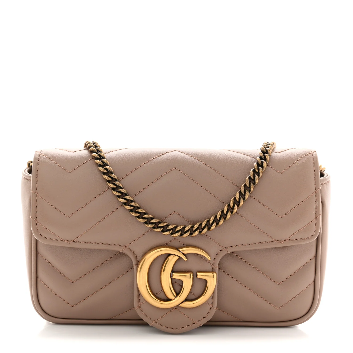 Calfskin Matelasse Super Mini GG Marmont Shoulder Bag Porcelain Rose