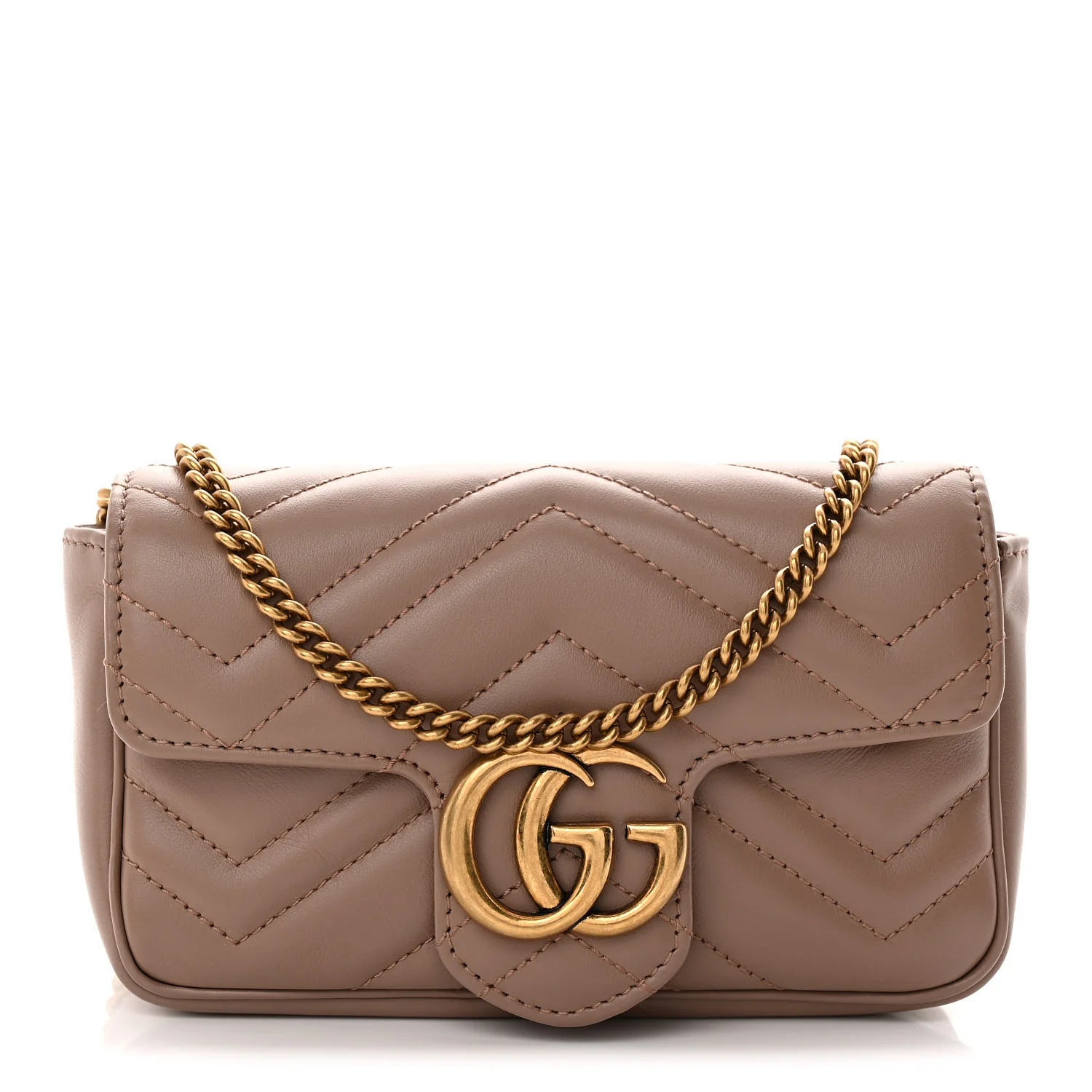 Calfskin Matelasse Super Mini GG Marmont Shoulder Bag Porcelain Rose