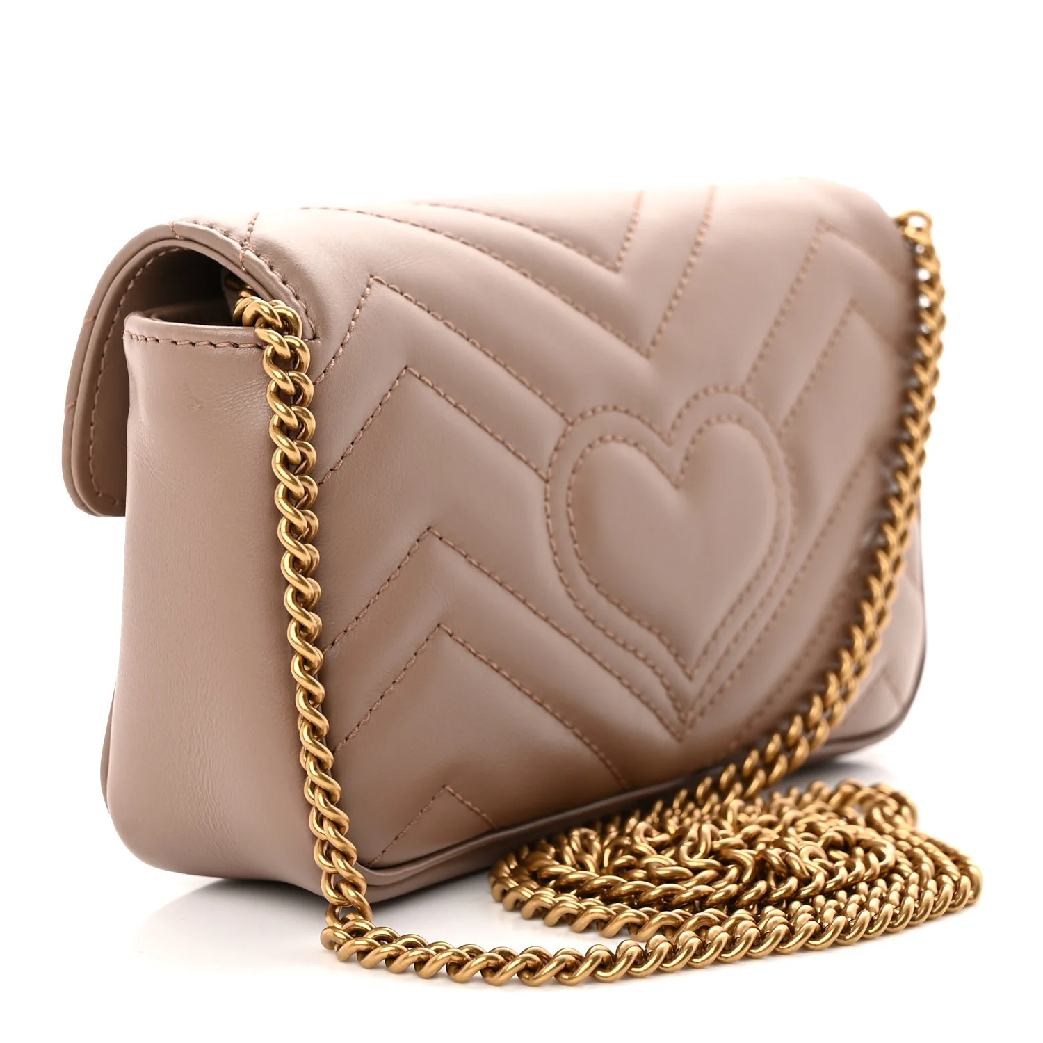 Calfskin Matelasse Super Mini GG Marmont Shoulder Bag Porcelain Rose - Image 3