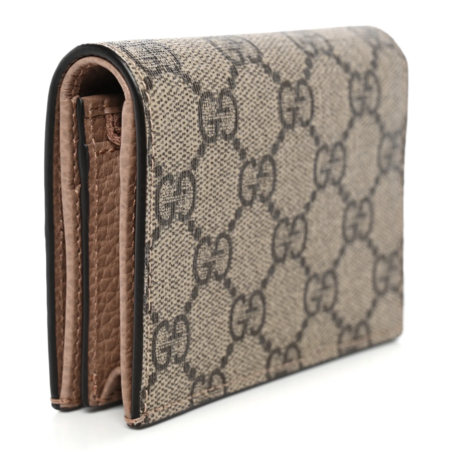 Dollar Calfskin GG Supreme Monogram GG Marmont Card Case Porcelain Rose Beige Ebony - Image 3