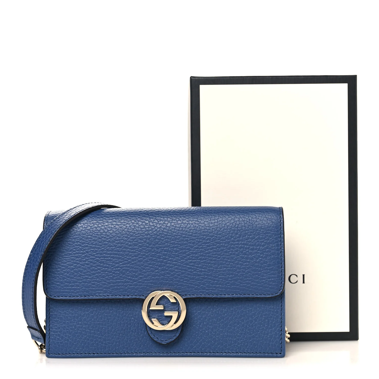 Dollar Calfskin Interlocking G Chain Wallet Caspian - Image 11