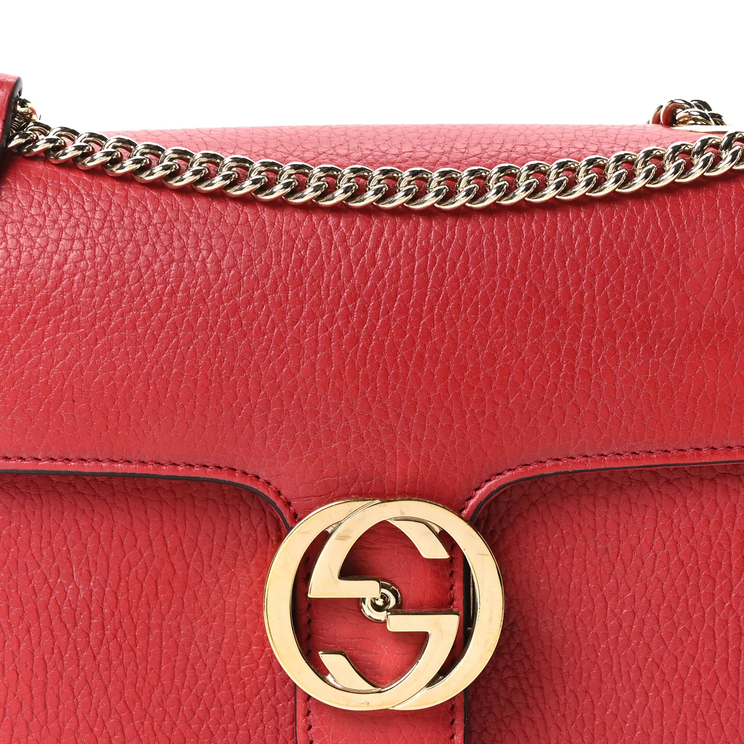 Dollar Calfskin Small Interlocking G Shoulder Bag Red - Image 15