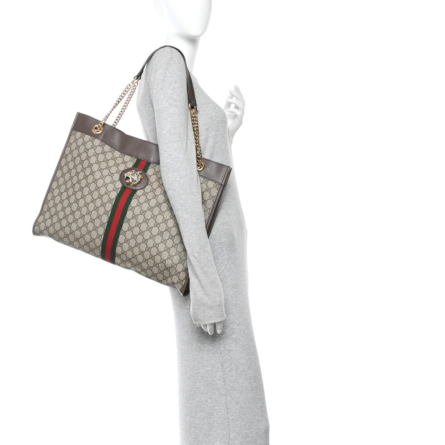 GG Supreme Monogram Large Rajah Chain Tote Beige New Acero - Image 3