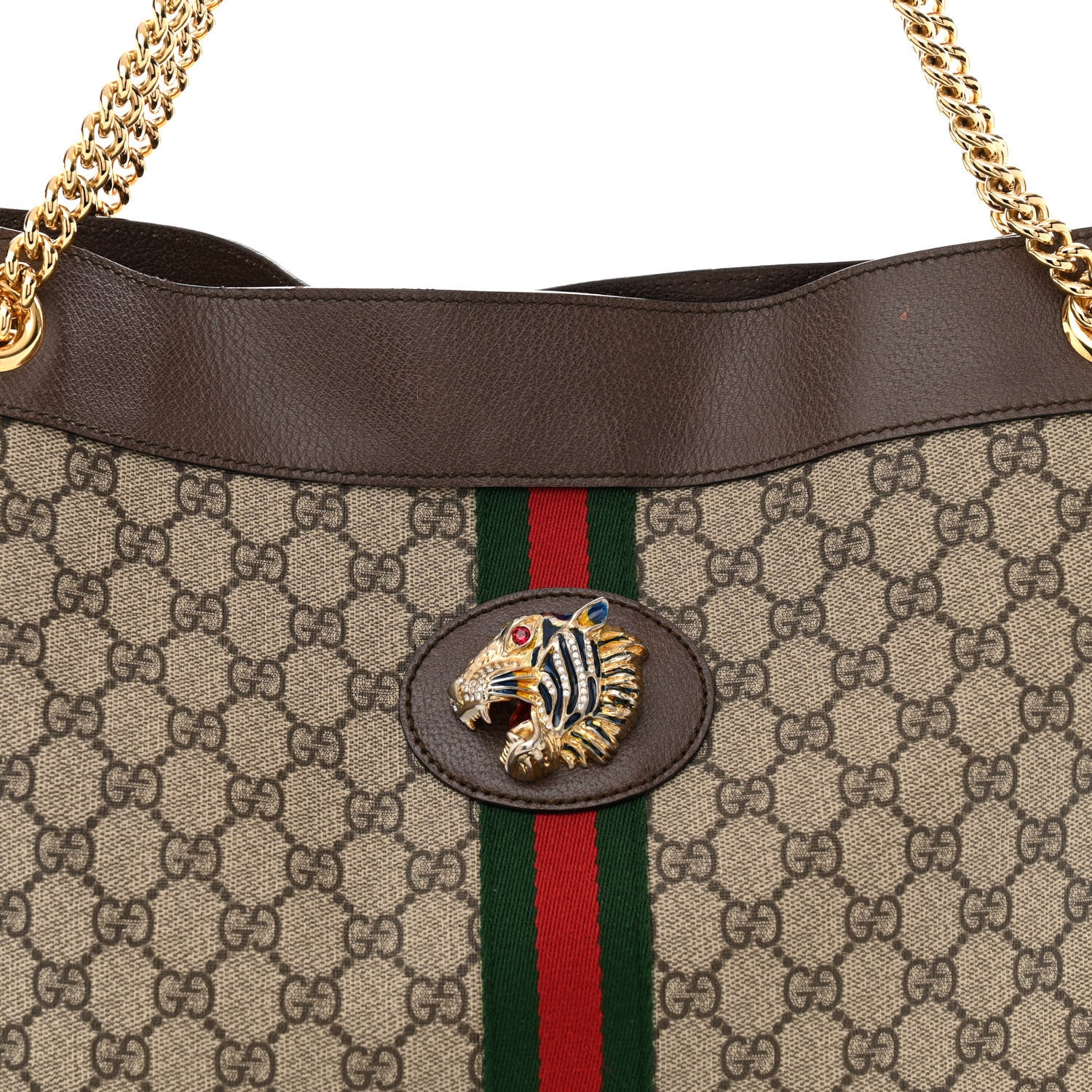 GG Supreme Monogram Large Rajah Chain Tote Beige New Acero - Image 9