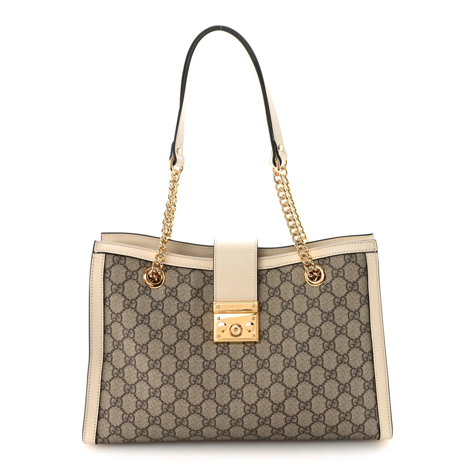 GG Supreme Monogram Medium Padlock Tote White