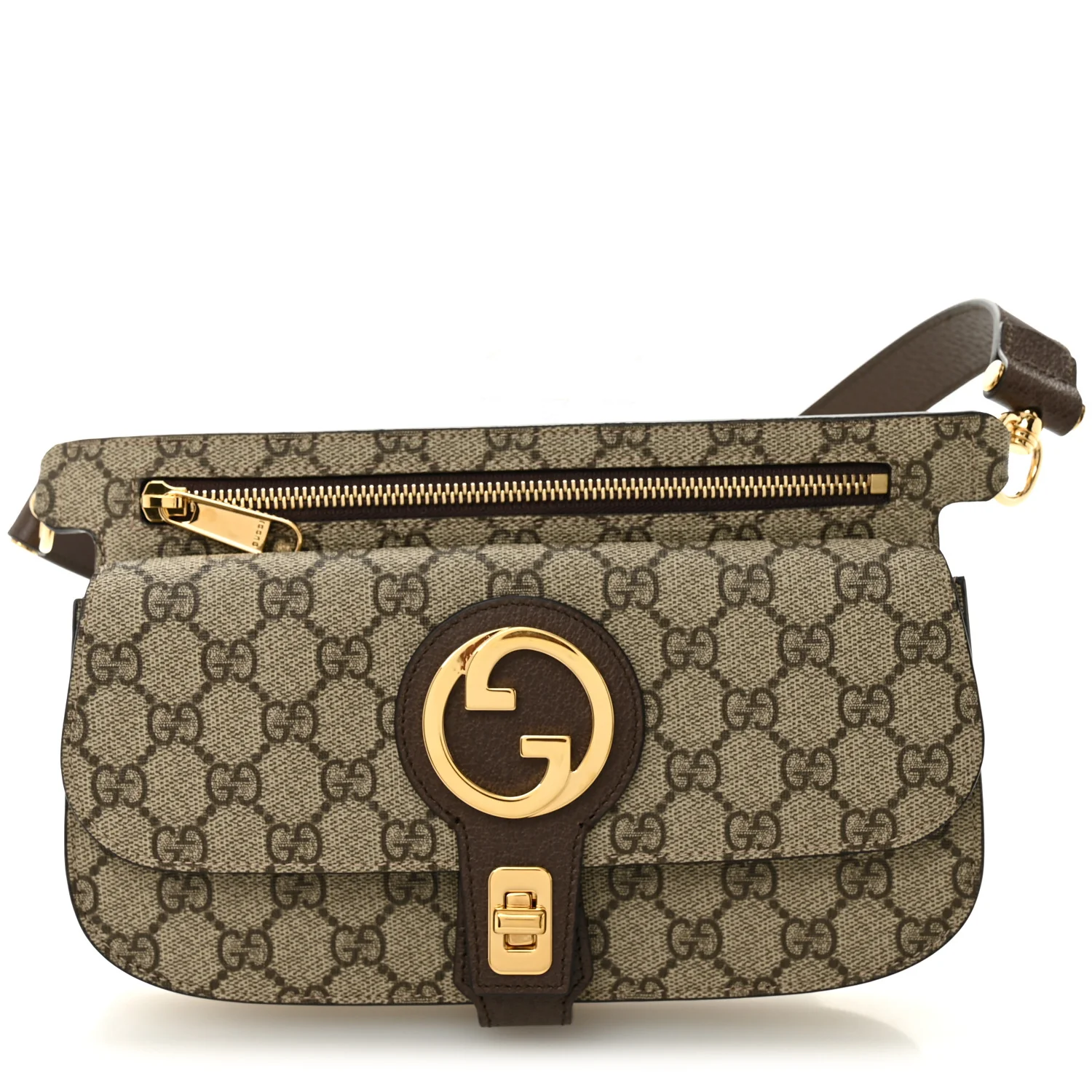 GG Supreme Monogram Textured Dollar Calfskin Blondie Belt Bag Beige Ebony New Acero