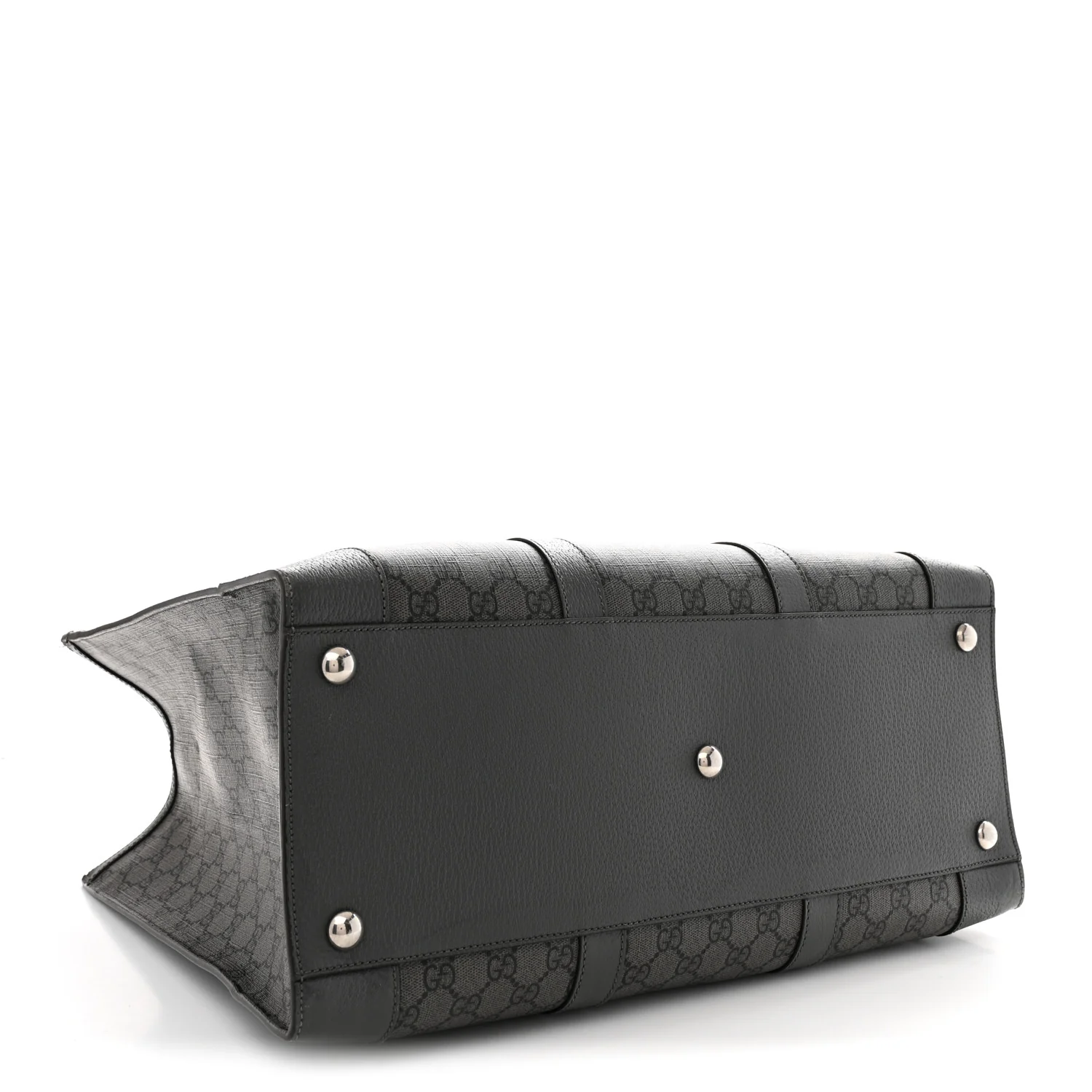GG Supreme Monogram Textured Dollar Calfskin Large Ophidia Tote Bag Grey Black Graphite Grey - Image 4