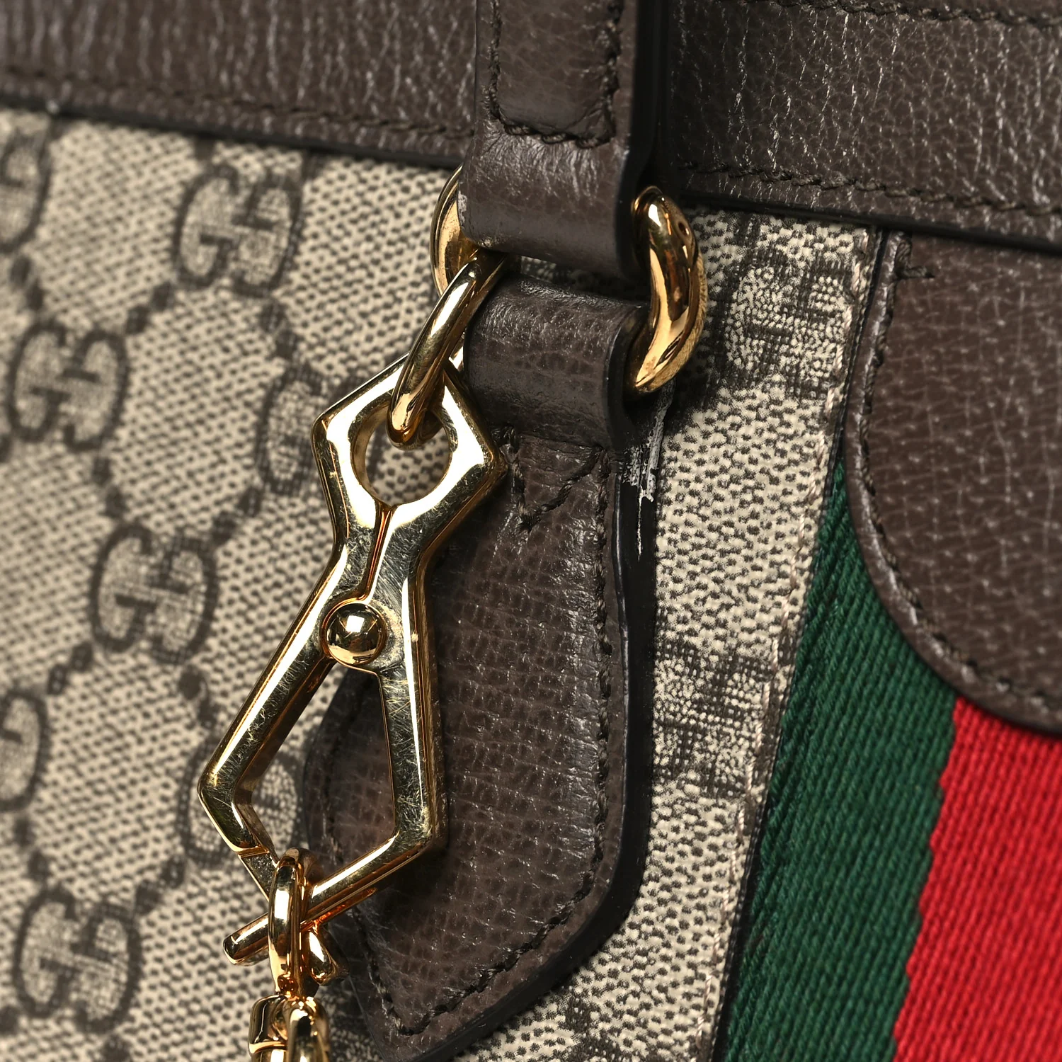 GG Supreme Monogram Web Medium Ophidia Tote Bag Brown - Image 11