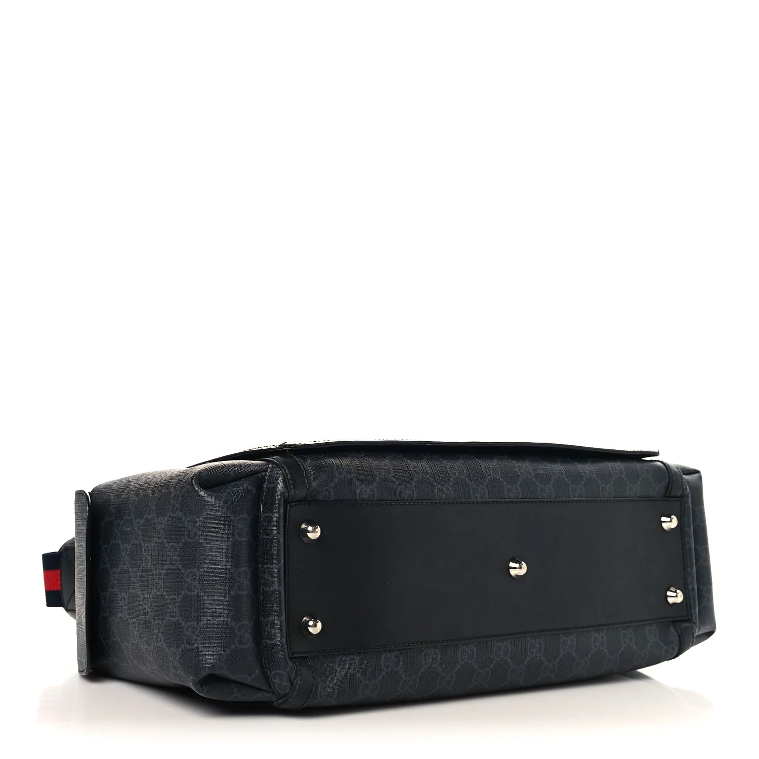 GG Supreme Monogram Web Messenger Diaper Bag Black Grey - Image 5