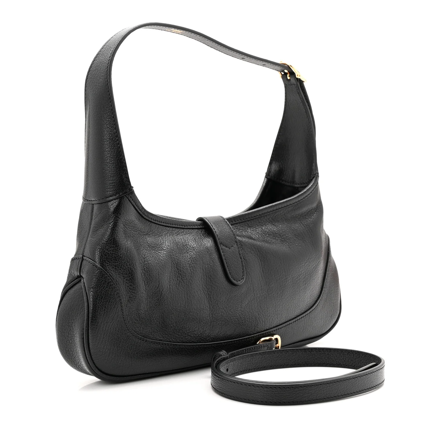 Goatskin Medium Slim Jackie Shoulder Bag Black - Image 3