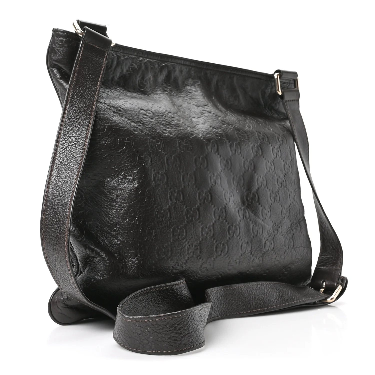 Guccissima Medium Flat Messenger Bag Dark Brown - Image 2