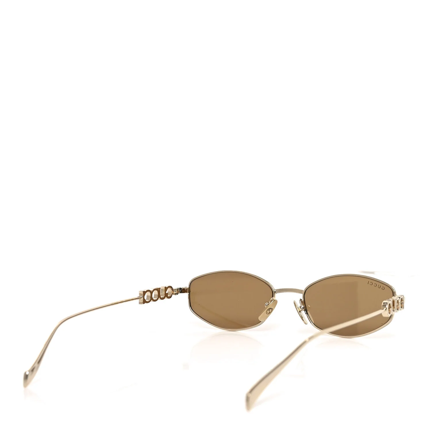Metal Logo Oval Sunglasses GG1802S Gold - Image 4