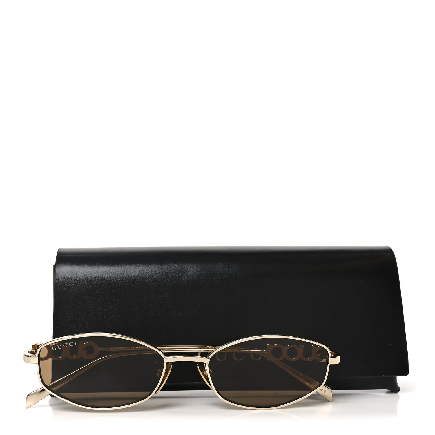 Metal Logo Oval Sunglasses GG1802S Gold - Image 8