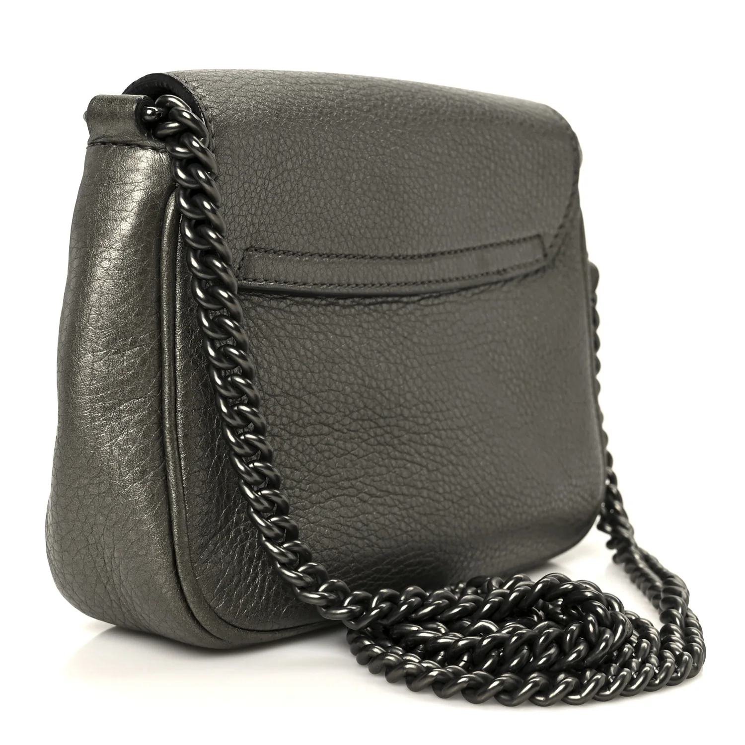 Metallic Pebbled Calfskin Small Soho Flap Crossbody Sasso - Image 3