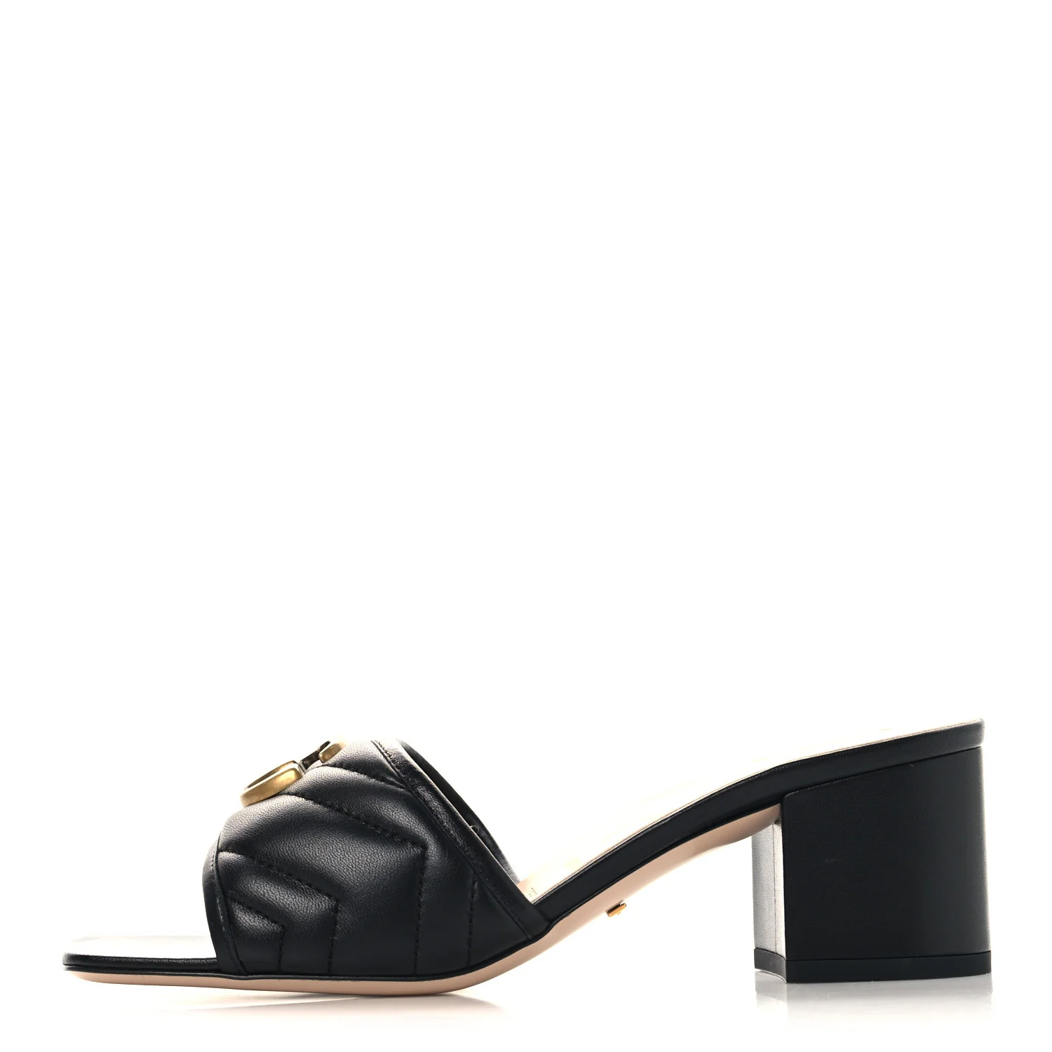 Nappa Matelasse GG Marmont 55mm Slide Sandals 37.5 Black