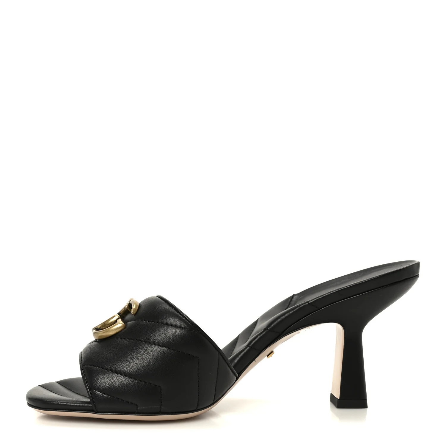 Nappa Matelasse GG Marmont 75mm Slide Sandals 37 Black