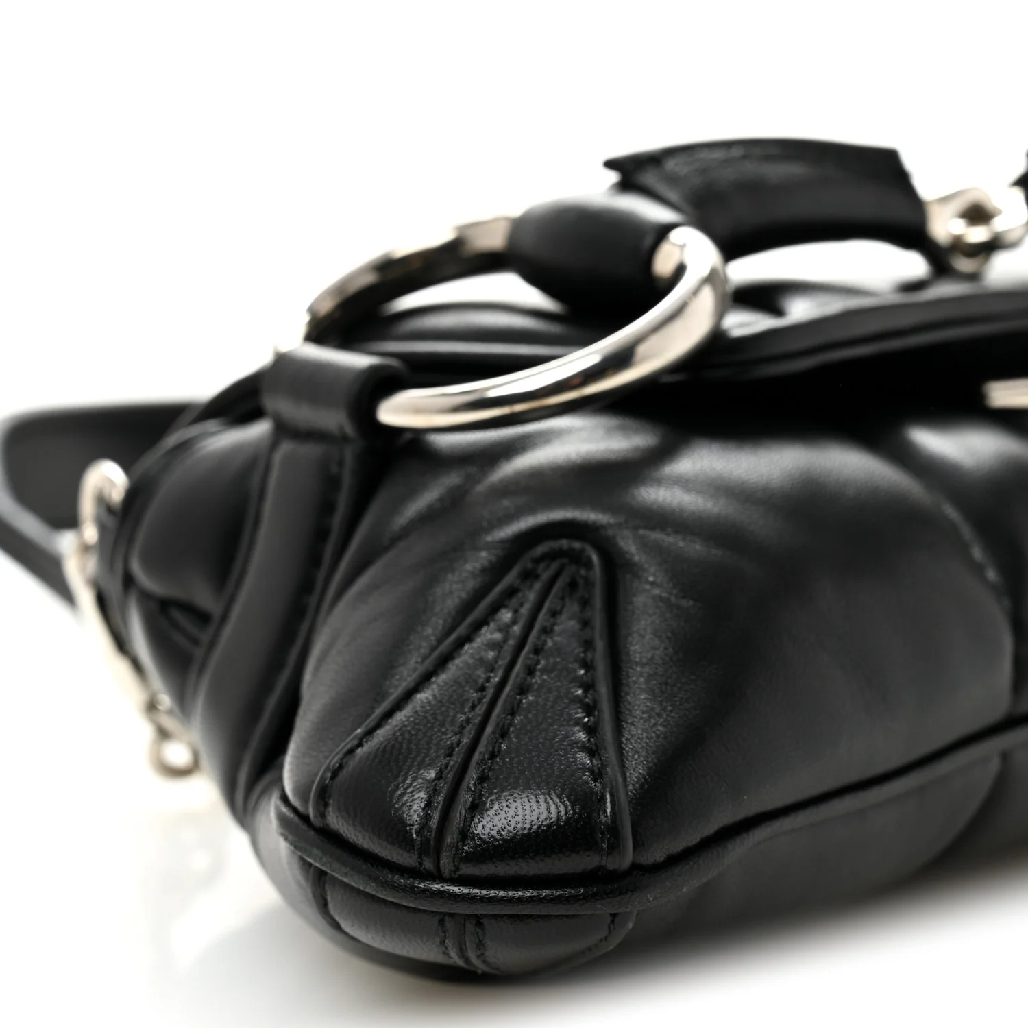 Nappa Vertical Matelasse Small Maxi Horsebit Chain Shoulder Bag Black - Image 9