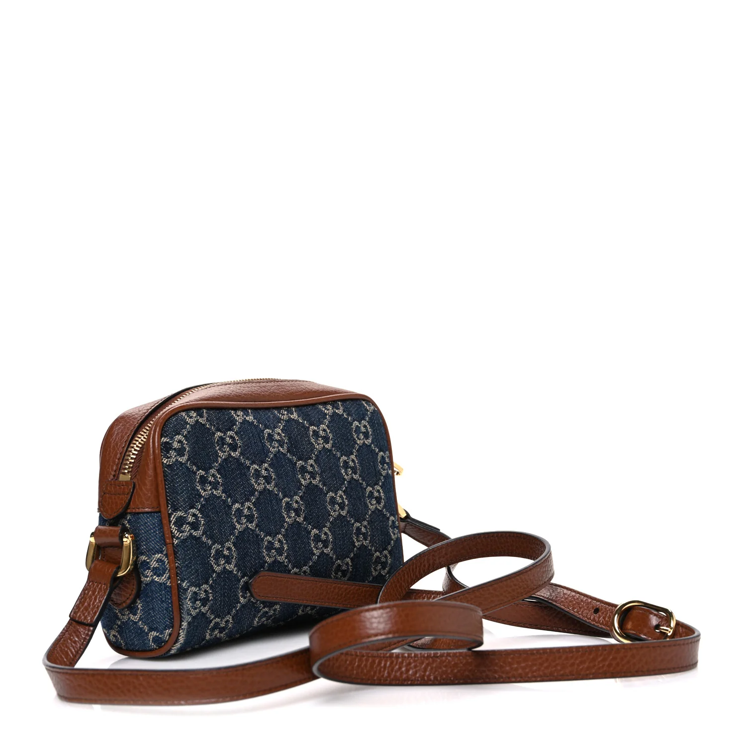 New Denim GG Monogram Dollar Calfskin Mini Ophidia Shoulder Bag Blue Tea Cuir Epilog - Image 3