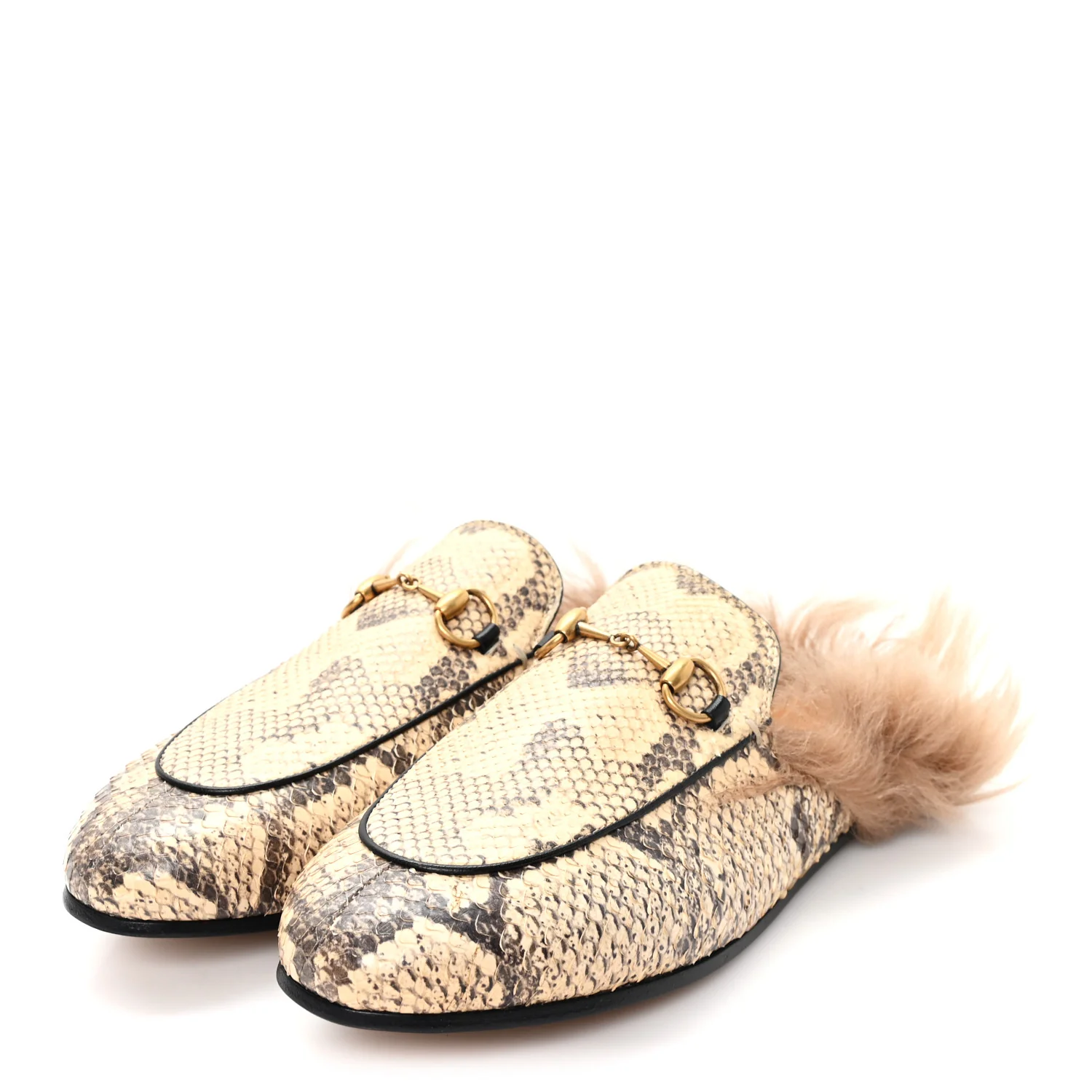 Snakeskin Fur Womens Princetown Slippers 37.5 Black Natural - Image 4