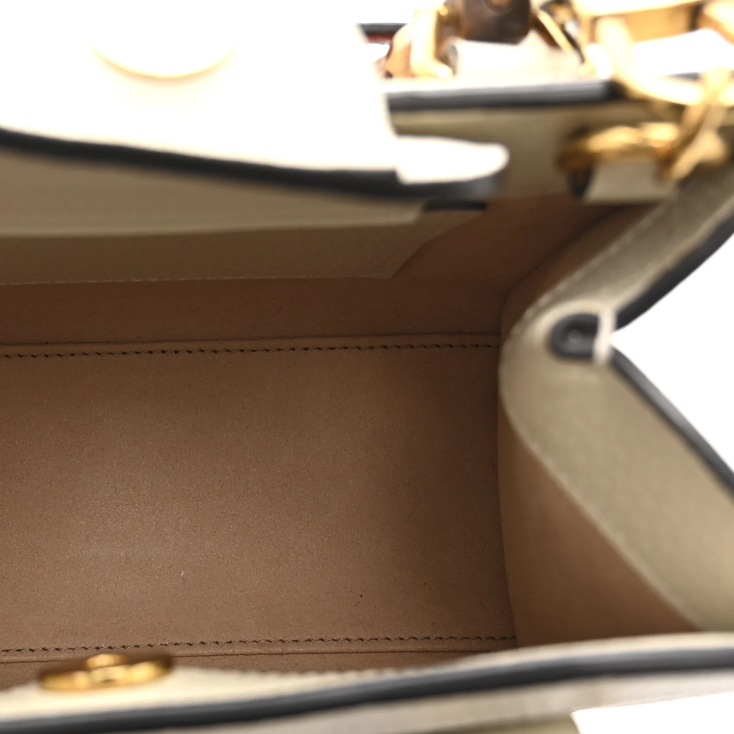 Textured Dollar Calfskin Web Mini Diana Tote Bag Mystic White - Image 5