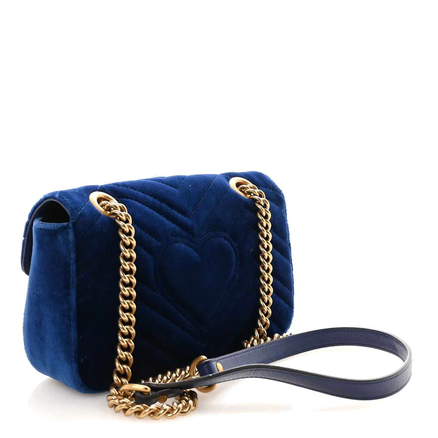 Velvet Matelasse Embroidered Mini GG Marmont Shoulder Bag Cobalt Blue - Image 3