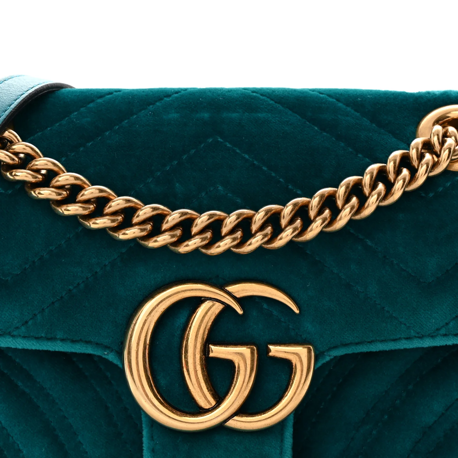 Velvet Matelasse Mini GG Marmont Shoulder Bag Pavone Cyan - Image 8
