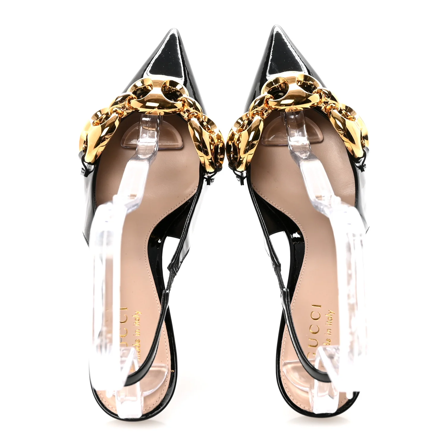 Vernice Crystal Nappa Charlotte Marina Slingback Pumps 37 Black - Image 2