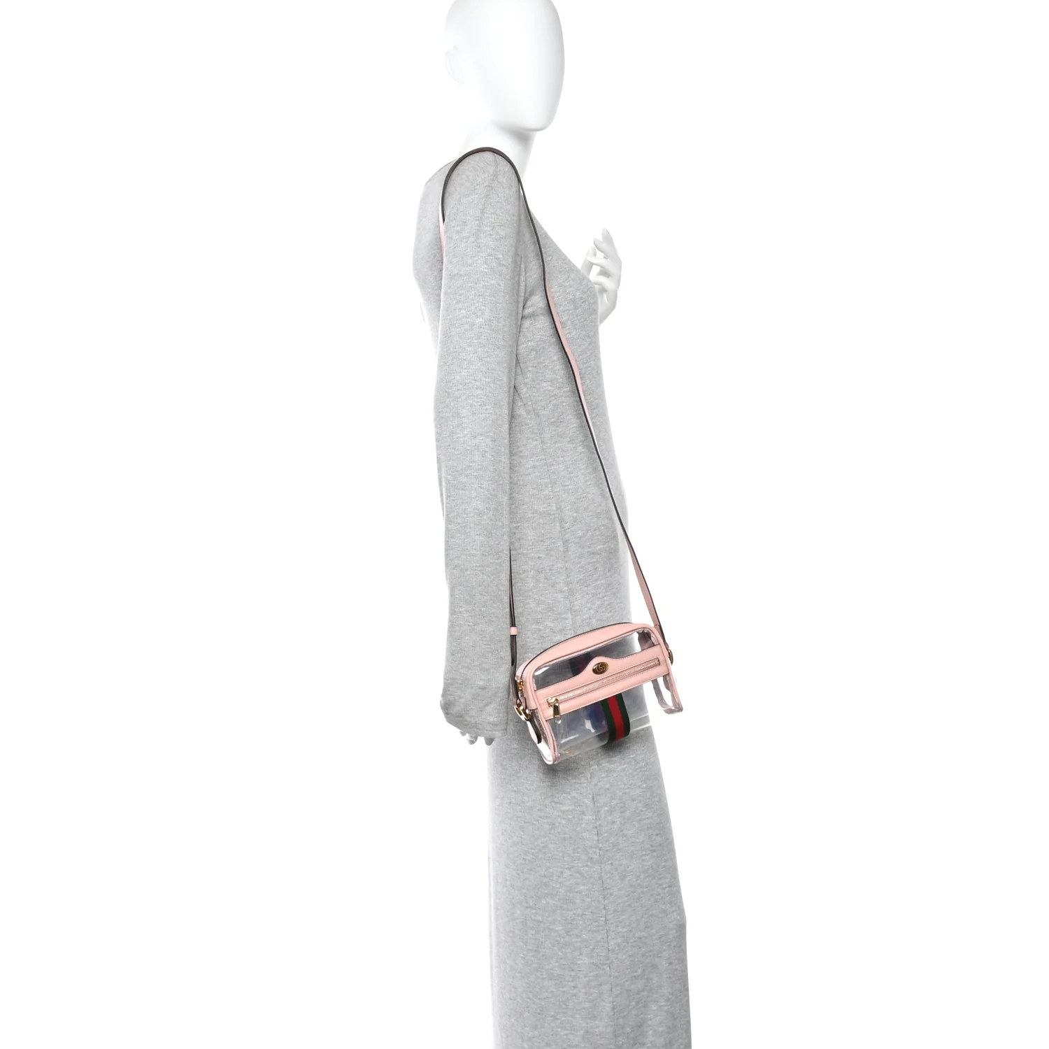 Vinyl Web Mini Ophidia Transparent Shoulder Bag Perfect Pink - Image 2