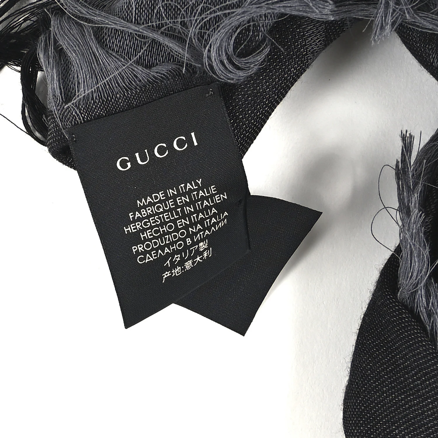 Wool Silk GG Monogram Diamante Plaid Surviee Shawl Graphite Black - Image 5
