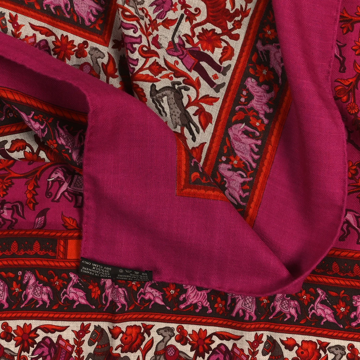 Cashmere Silk Chasse En Inde Shawl 140 - Image 3