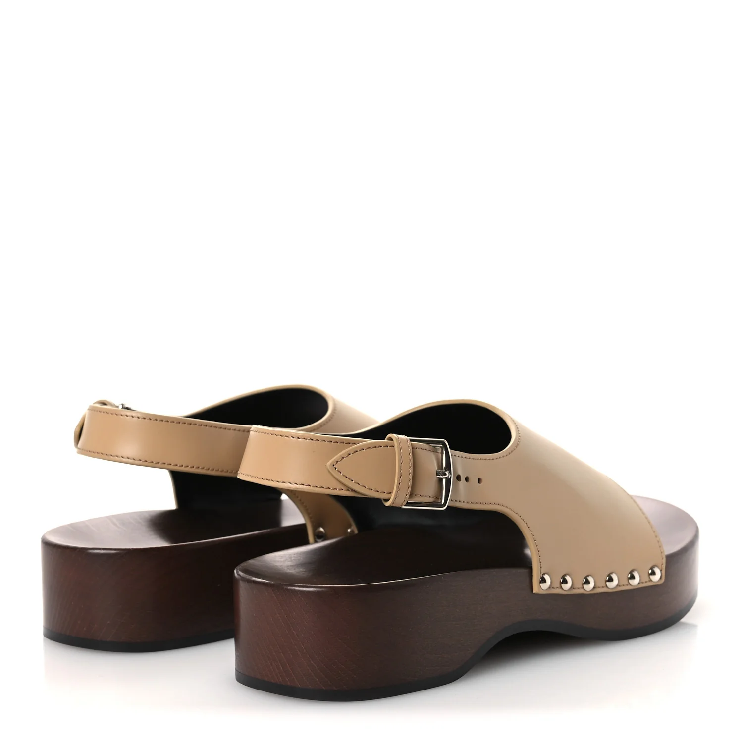 Glazed Calfskin Womens Klay Clog 40 Beige Naturel - Image 5