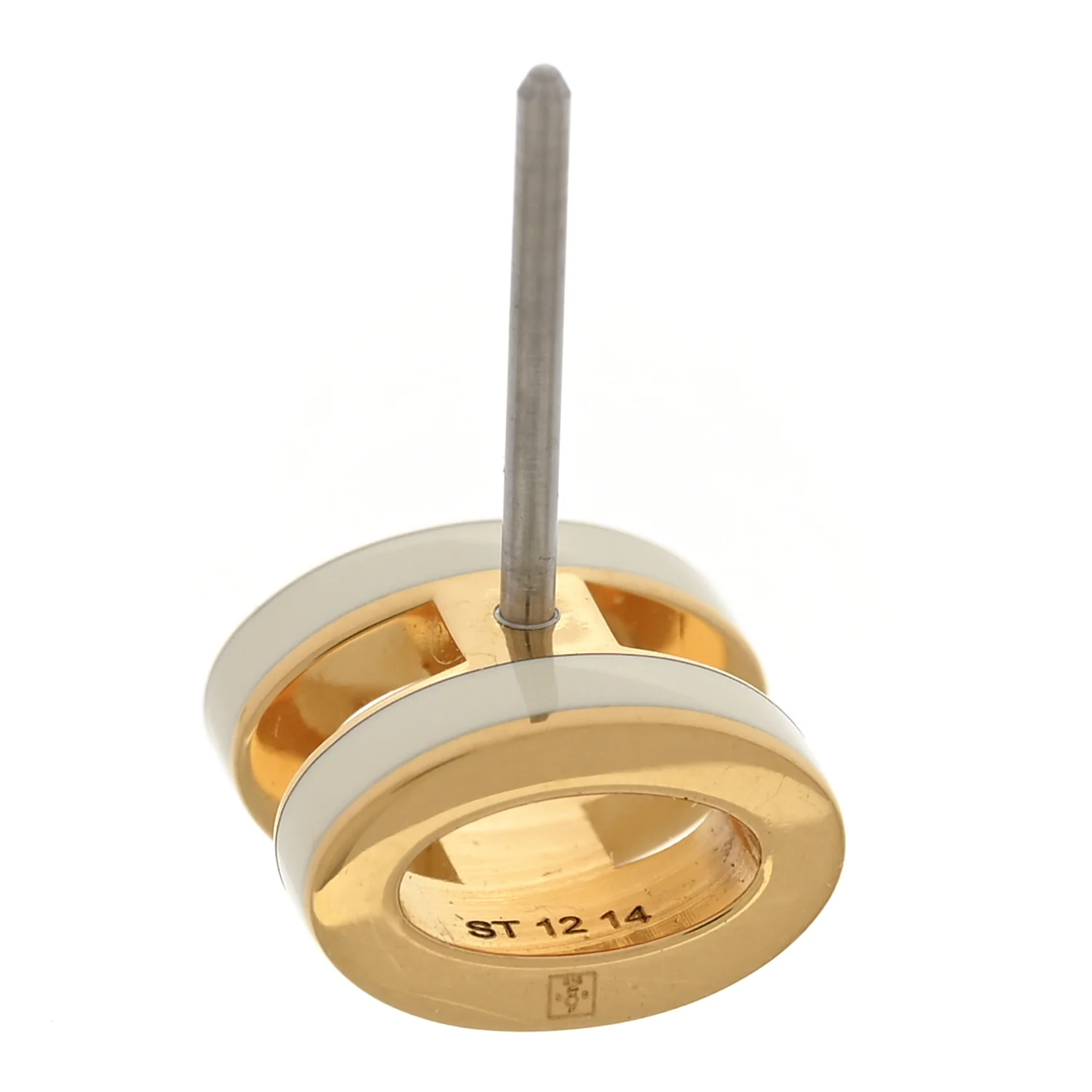 Gold Lacquered Pop H Earrings White - Image 6