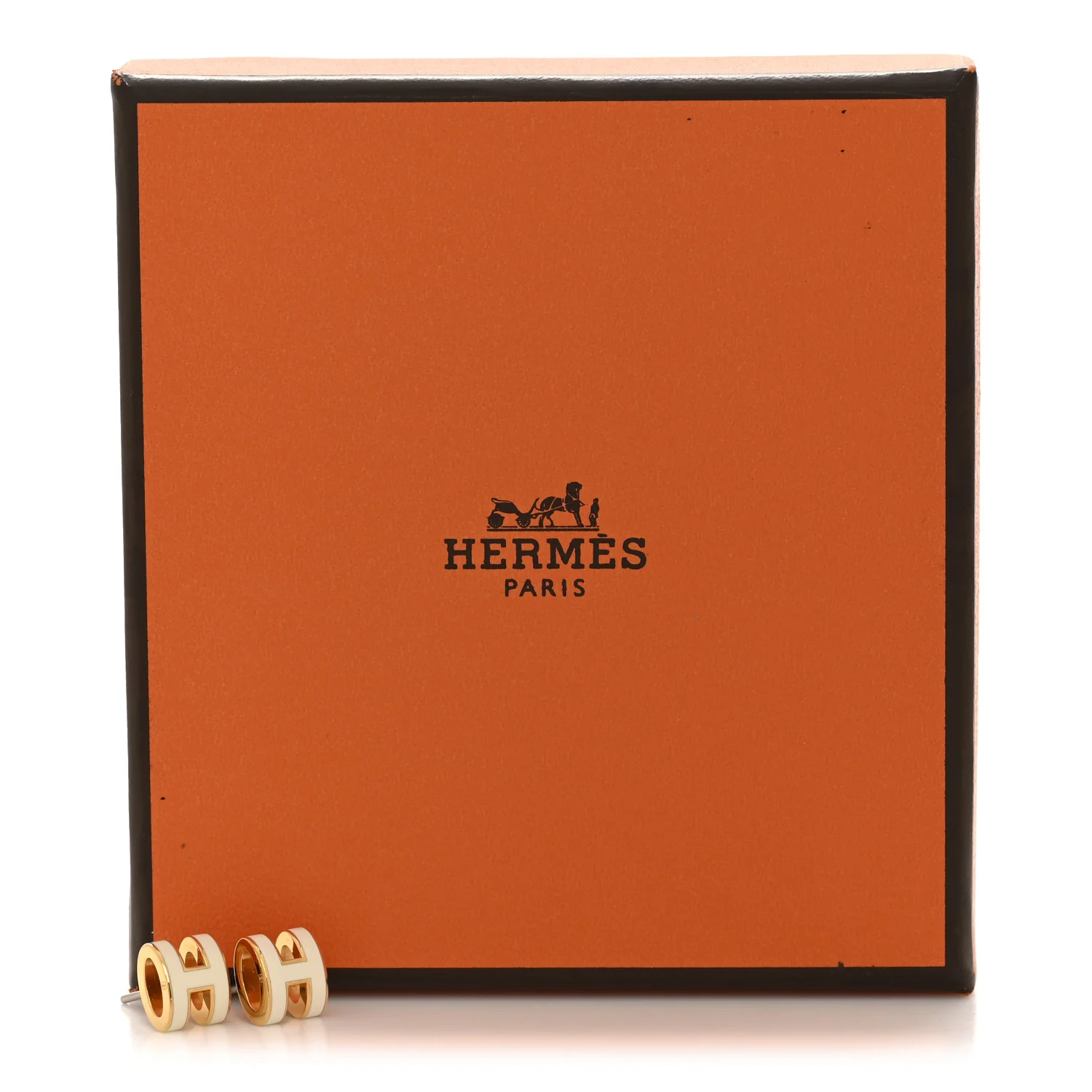 Gold Lacquered Pop H Earrings White - Image 8