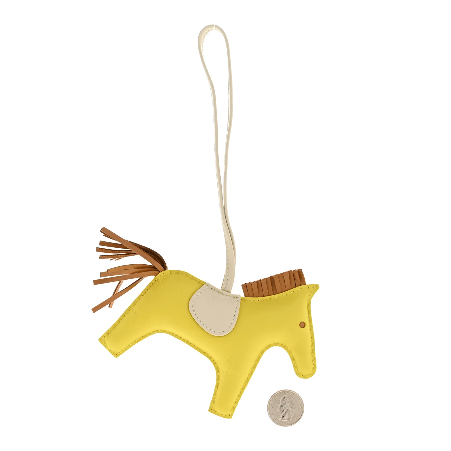 Milo Lambskin Grigri Rodeo Horse Bag Charm GM Lime Sesame Craie - Image 2