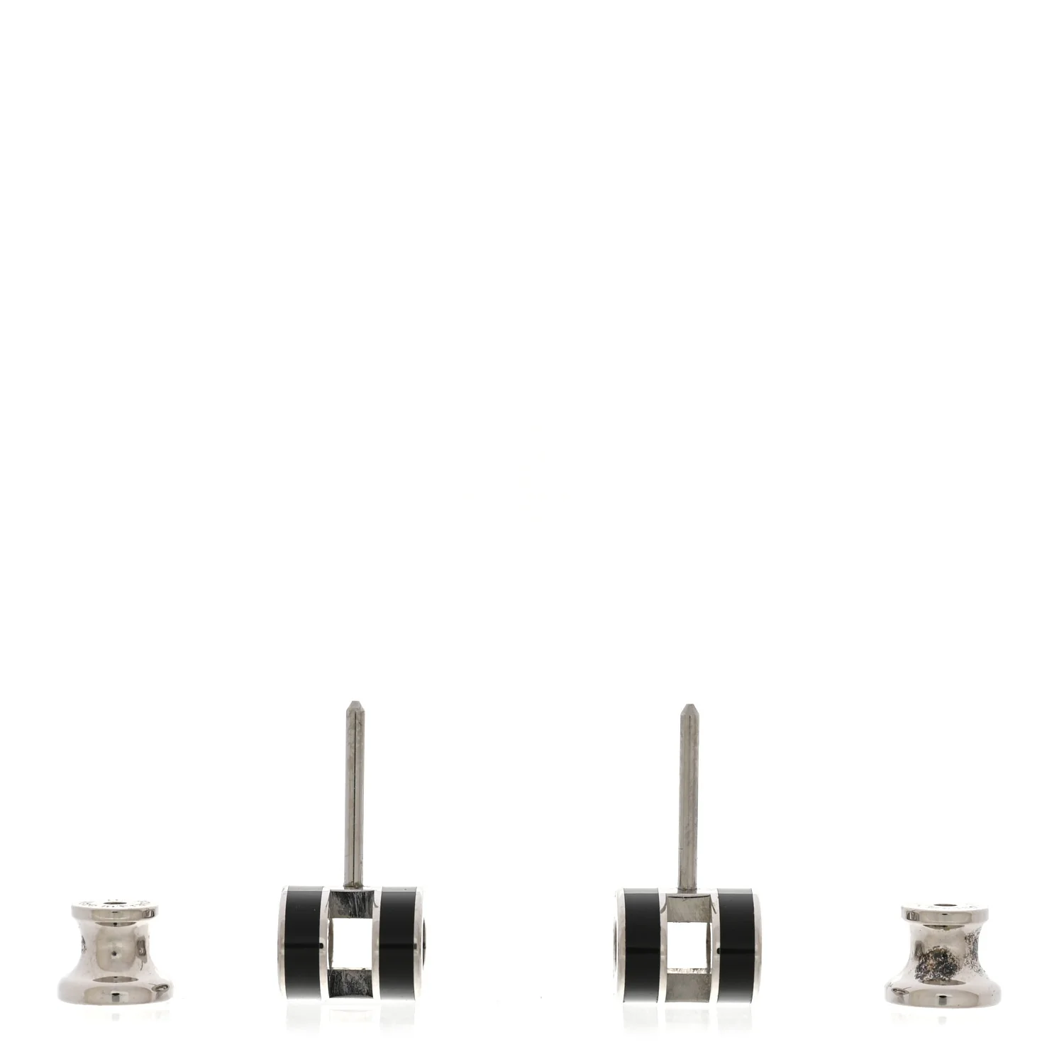 Palladium Lacquered Mini Pop H Earrings Black - Image 3