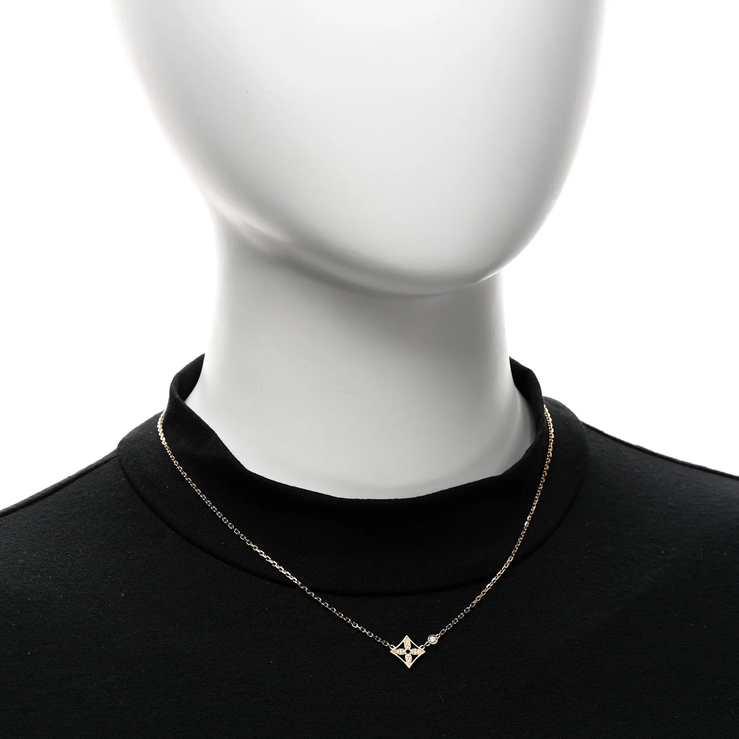 18K Yellow Gold Diamond Idylle Blossom Pendant Pave Necklace - Image 2