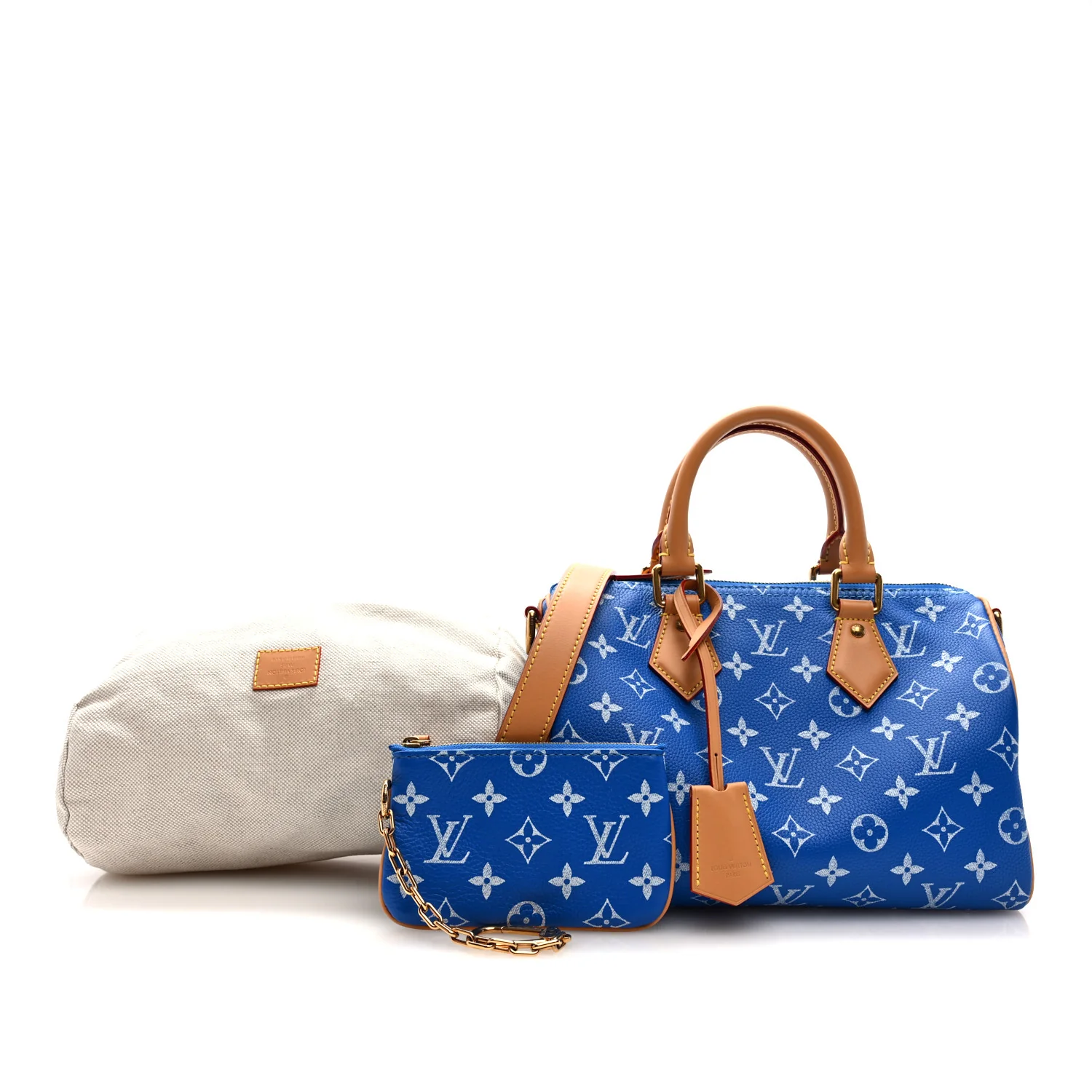 Calfskin Monogram Speedy P9 Bandouliere 25 Blue - Image 3