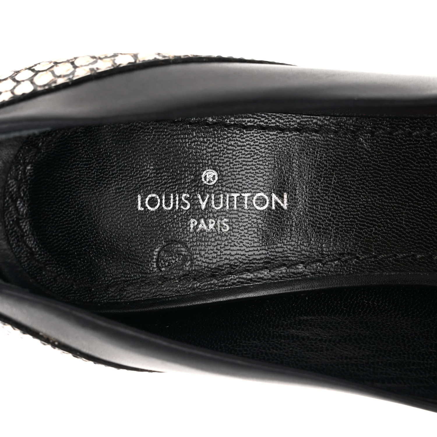 Calfskin Snakeskin Embossed Matchmake Pumps 35 Black White - Image 8