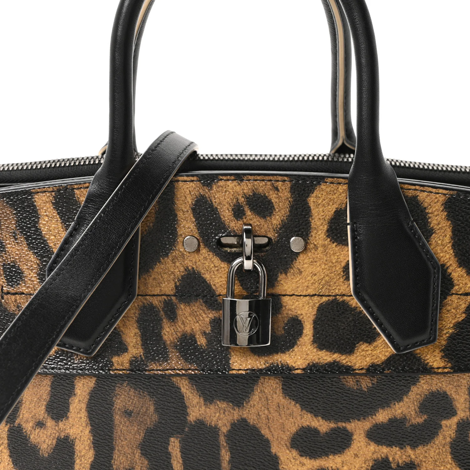 Canvas Calfskin Wild Animal Print City Steamer EW Marron - Image 7