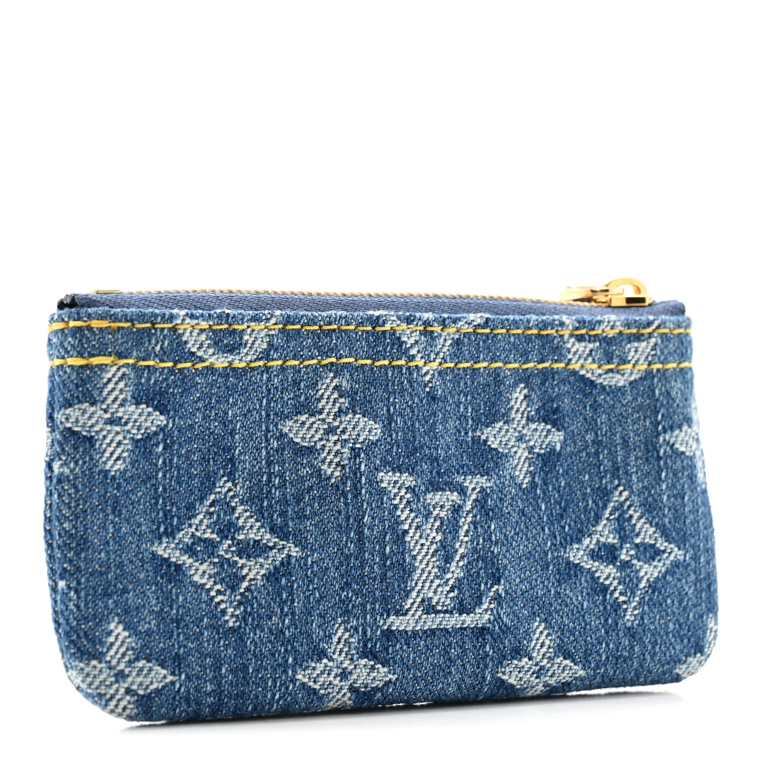 Monogram Denim Key Pouch Denim Blue - Image 3