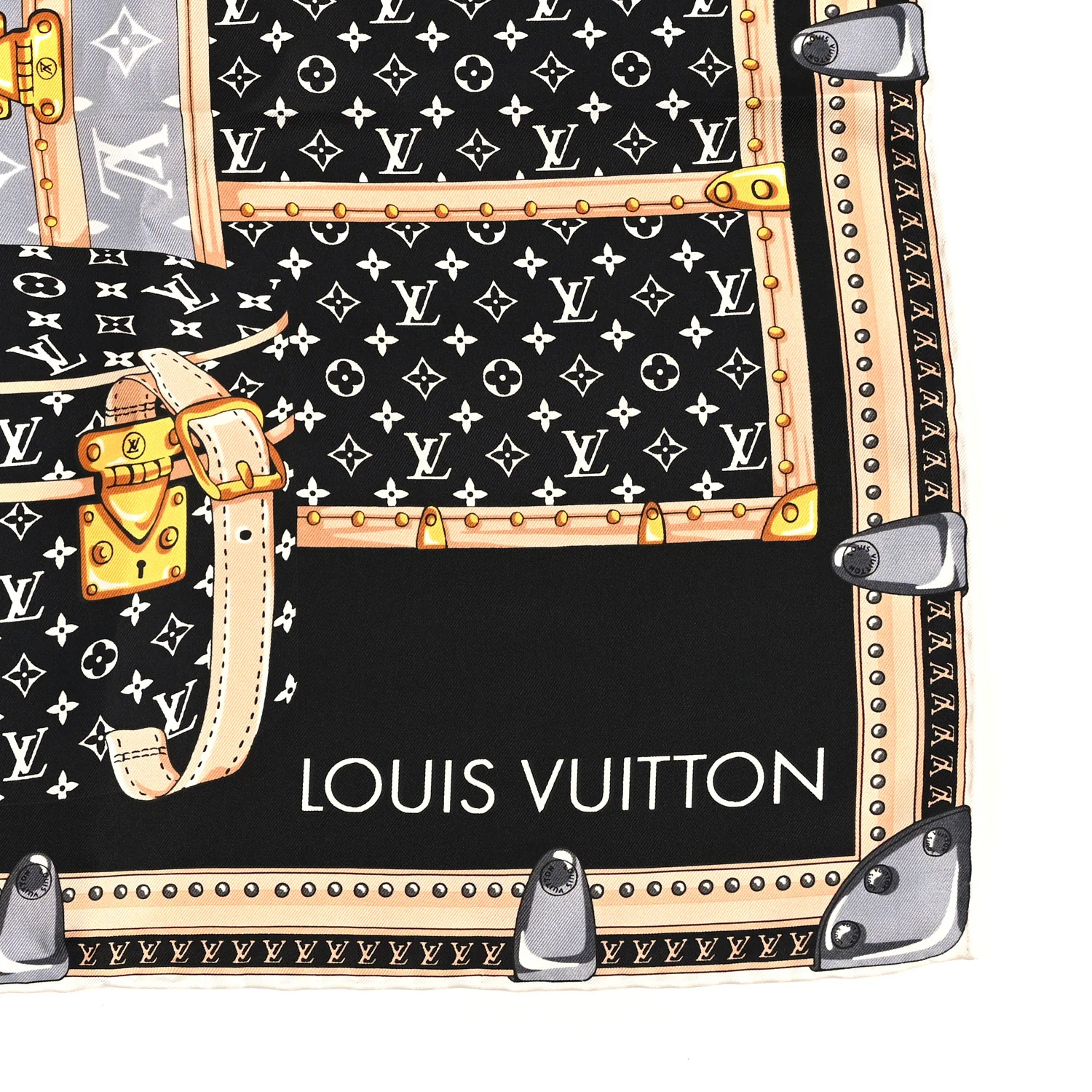 Silk Monogram Lets Go Scarf Black - Image 4